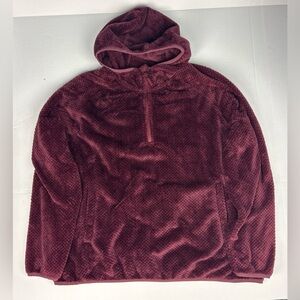 Drake Women XL Fleece Jacket Hoodie Pullover Maroon Purple Red Winter Warm